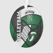 Donkergroen, wit en zwart volleybal ornament (voorkant)