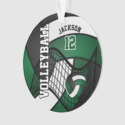 Donkergroen, wit en zwart volleybal ornament (voorkant)