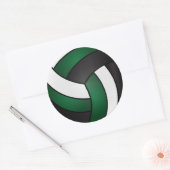 Donkergroen, wit en zwart volleybal ronde sticker (Envelop)