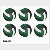 Donkergroen, wit en zwart volleybal ronde sticker (Vel)