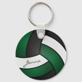 Donkergroen, wit en zwart volleybal sleutelhanger (Voorkant)