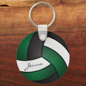 Donkergroen, wit en zwart volleybal sleutelhanger (Achterkant)
