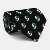 Donkergroen, wit en zwart volleybal stropdas (Opgerold)
