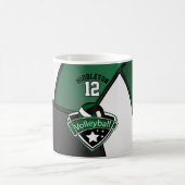 Donkergroen, wit en zwart Volleybalontwerp Koffiemok (Center)