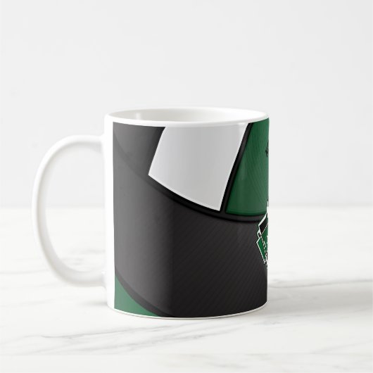 Donkergroen, wit en zwart Volleybalontwerp Koffiemok (Links)