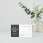 Donkergroen Wit Logo QR Code Minimalistisch Modern Visitekaartje (Staand voorkant)