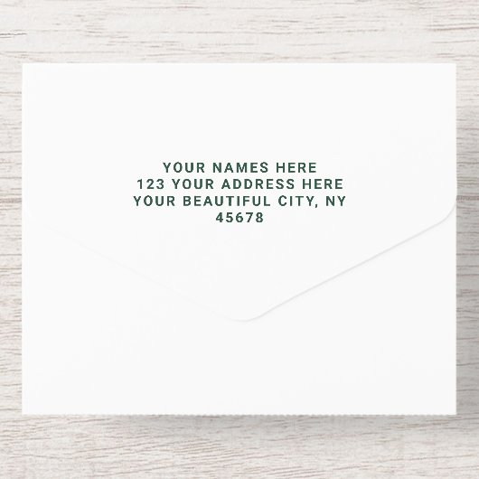 Donkergroen Wit | Minimalistische moderne elegante All In One Uitnodiging (Achterzijde)