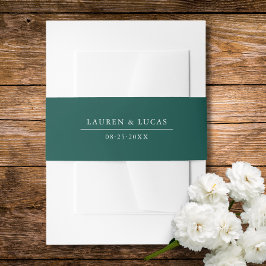 Donkergroen & Wit | Namen + Datum | Bruiloft Uitnodigingen Wikkel