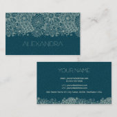 Donkergroen & Wit Retro Bloemenlijn Shading Visitekaartje (Voorkant / Achterkant)