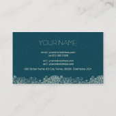 Donkergroen & Wit Retro Bloemenlijn Shading Visitekaartje (Achterkant)