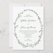 Donkergroen Wit Rustieke Wildflower Krans bruiloft Kaart (Voorkant)
