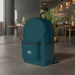 Donkergroen Wit Sterrenpatroon Monogram Bedrukte Rugzak