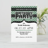 Donkergroen Wit Zwart Herringbone Verjaardag Uitno Kaart (Staand voorkant)