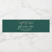 Donkergroen Witte Script Gouden Dop Afstudeercerem Waterfles Etiket (Enkel label)