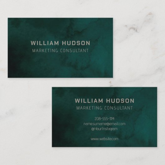 Donkergroen Zee minimalistisch modern Pro B Visitekaartje (Voorkant / Achterkant)