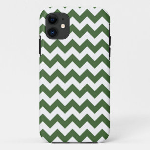 Donkergroen Zig Zag Stripe Patroon iPhone 11 Hoesje