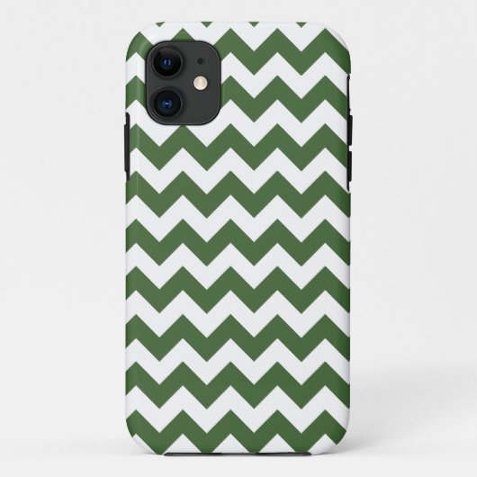 Donkergroen Zig Zag Stripe Patroon Case-Mate iPhone Case (Achterkant)