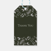 Donkergroen & Zilveren Bladeren Botanische Vakanti Cadeaulabel (Achterkant)