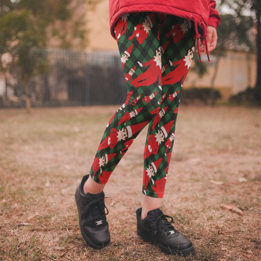 Donkergroen Zwart Check Elf Kerst Pyjama Broek Leggings