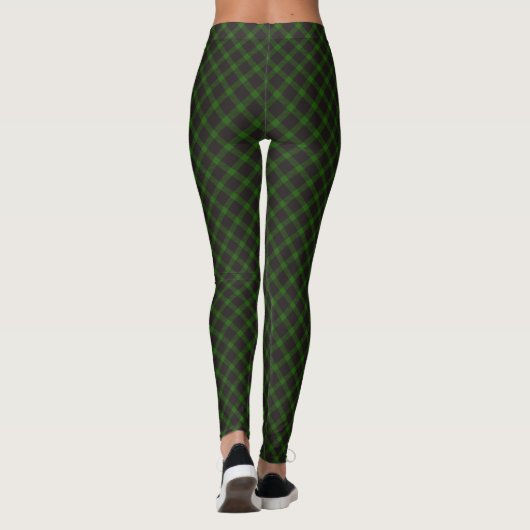 Donkergroen Zwart Check Kerstmis Pyjama Broek Leggings (Achterkant)