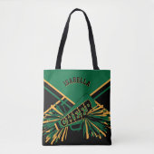 Donkergroen, zwart en goudvormig design tote bag (Voorkant)