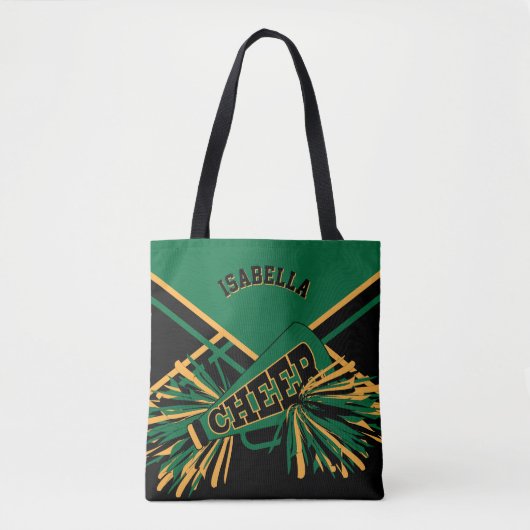 Donkergroen, zwart en goudvormig design tote bag (Voorkant)