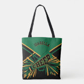 Donkergroen, zwart en goudvormig design tote bag (Achterkant)