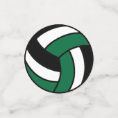 Donkergroen, zwart en wit volleybal confetti (Kleine voorkant)