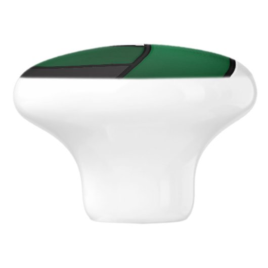 Donkergroen, zwart en wit volleybal keramische knop (Zijkant)