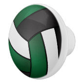 Donkergroen, zwart en wit volleybal keramische knop (Rechts)