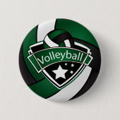 Donkergroen, zwart en wit volleybal ronde button 5,7 cm (Voorkant)