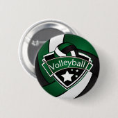 Donkergroen, zwart en wit volleybal ronde button 5,7 cm (Voorkant /achterkant)