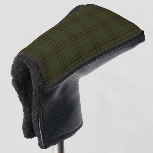 Donkergroen zwart Tartan heeft een Schots patroon Golfheadcover (3/4 voorkant)