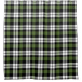 Donkergroen Zwart Wit Buffel Check geruite patroon Douchegordijn (Voorkant)