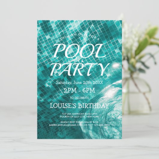 Donkergroen zwembad Water in zwembad Party Kaart (Staand voorkant)