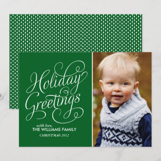 Donkergroene aangepaste feestkaarten feestdagenkaart (Voorkant / Achterkant)