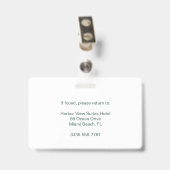 Donkergroene aangepaste hotelreceptionist personee badge (Achterkant met clip)
