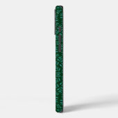 Donkergroene achtergrond met turquoise botanische Case-Mate iPhone case (Achterkant / Links)