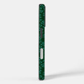 Donkergroene achtergrond met turquoise botanische  Case-Mate iPhone case (Achterkant / Rechts)