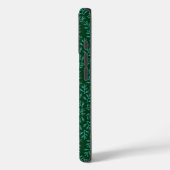 Donkergroene achtergrond met turquoise botanische  Case-Mate iPhone case (Achterkant / Links)