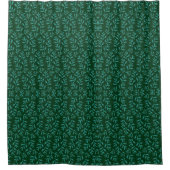 Donkergroene achtergrond met turquoise botanische douchegordijn (Voorkant)