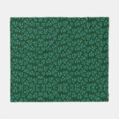 Donkergroene achtergrond met turquoise botanische fleece deken (Voorkant (Horizontaal))