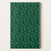 Donkergroene achtergrond met turquoise botanische planner (Achterkant)