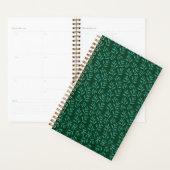 Donkergroene achtergrond met turquoise botanische planner (Display)