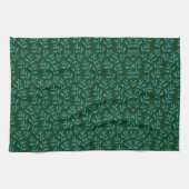 Donkergroene achtergrond met turquoise botanische  theedoek (Horizontaal)