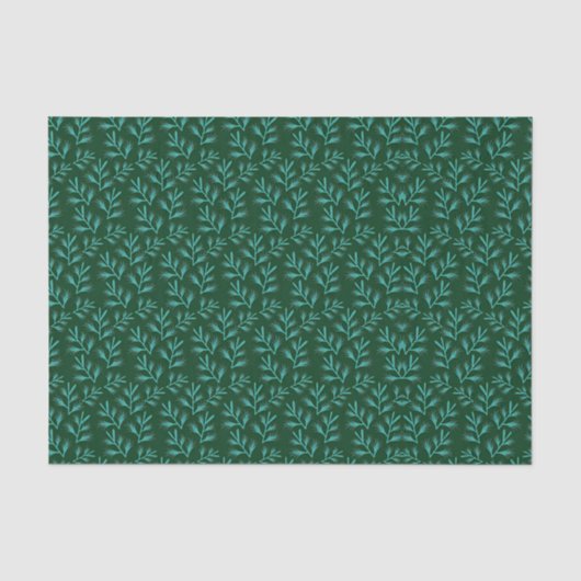 Donkergroene achtergrond met turquoise botanische  tissuepapier (Voorkant)