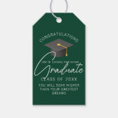 Donkergroene afstudeerfeest aangepast cadeaulabel (Voorkant)