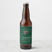 Donkergroene afstudeerfeest aangepaste diploma-uit bier etiket (Voorkant)