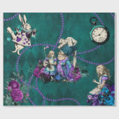 donkergroene Alice in Wonderland Cadeaupapier (Vlak)
