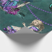 donkergroene Alice in Wonderland Cadeaupapier (Hoek)